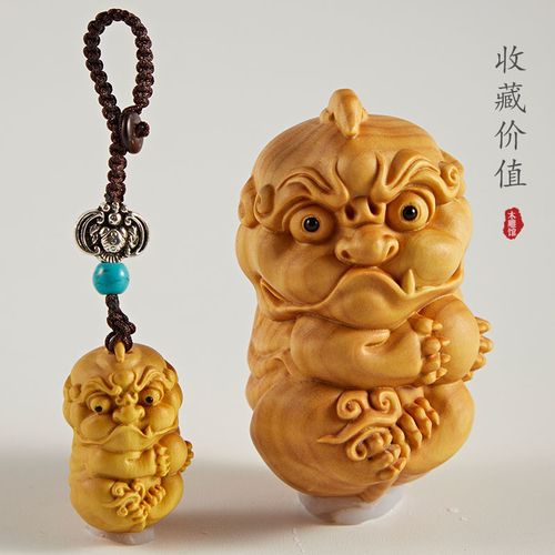 乐清黄杨木有求必应招财貔貅手把件文玩实木雕刻创意小挂件工艺品